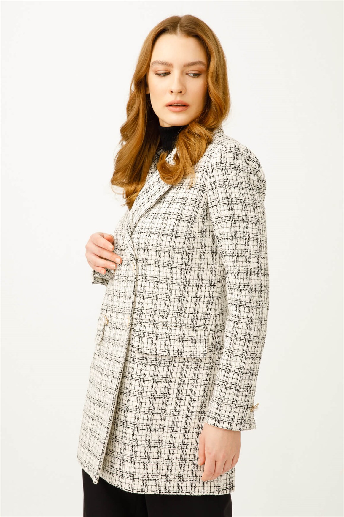 Chanel Kruvaze Kapamalı Pantolonlu Takım  Beyaz · 5