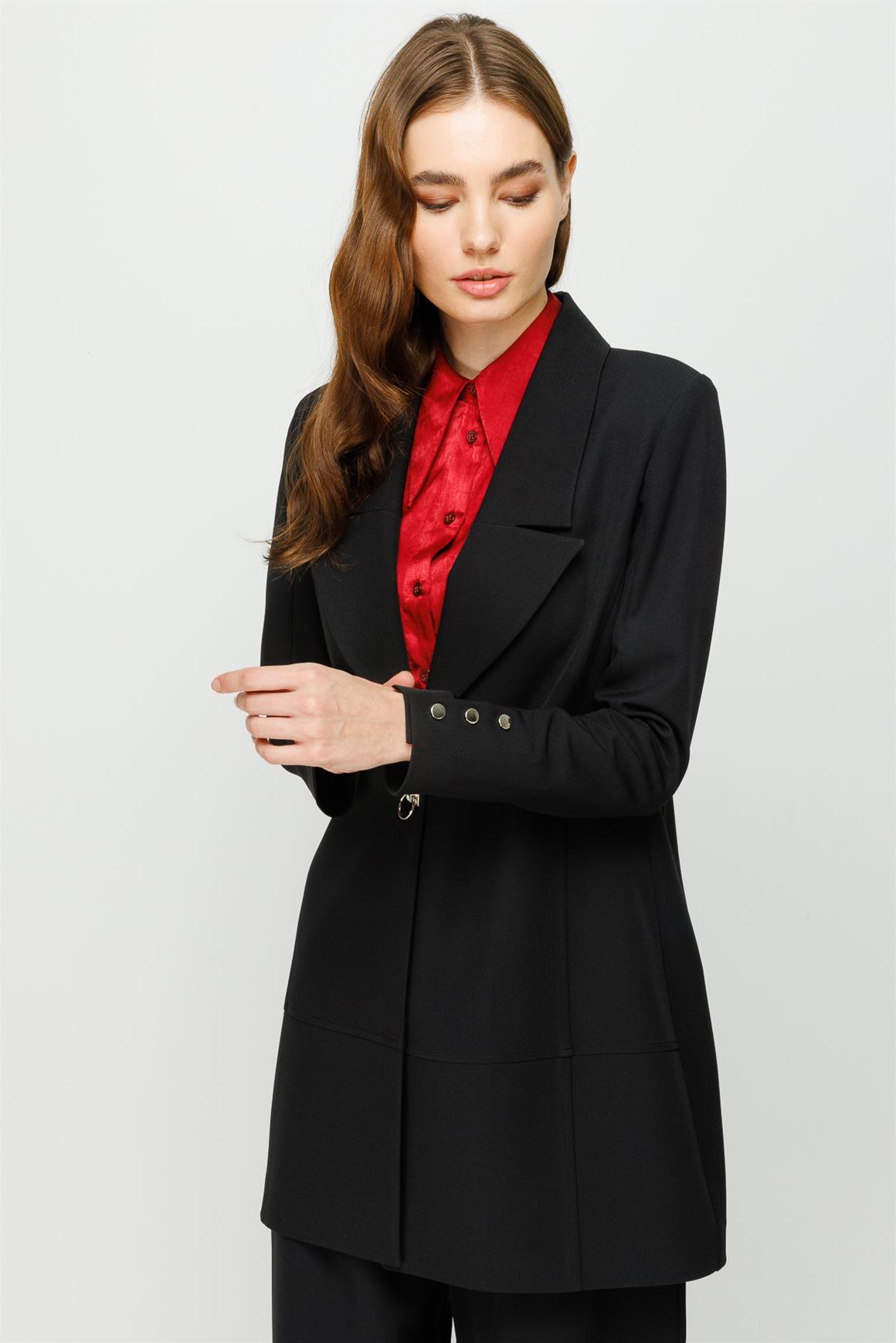 Çıt Çıt Detaylı Oversize Ceket Pantolon Takım  Siyah · 4