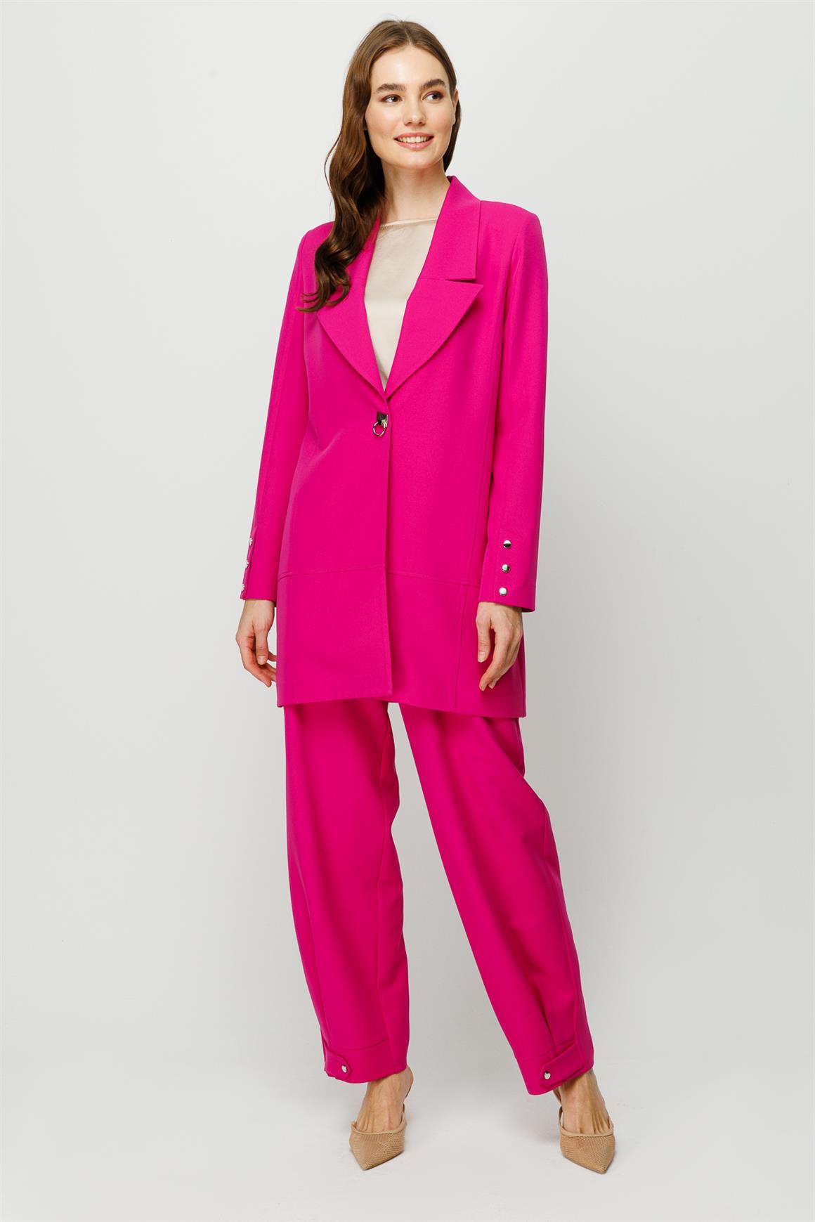 Çıt Çıt Detaylı Oversize Ceket Pantolon Takım  Fuşya · 3