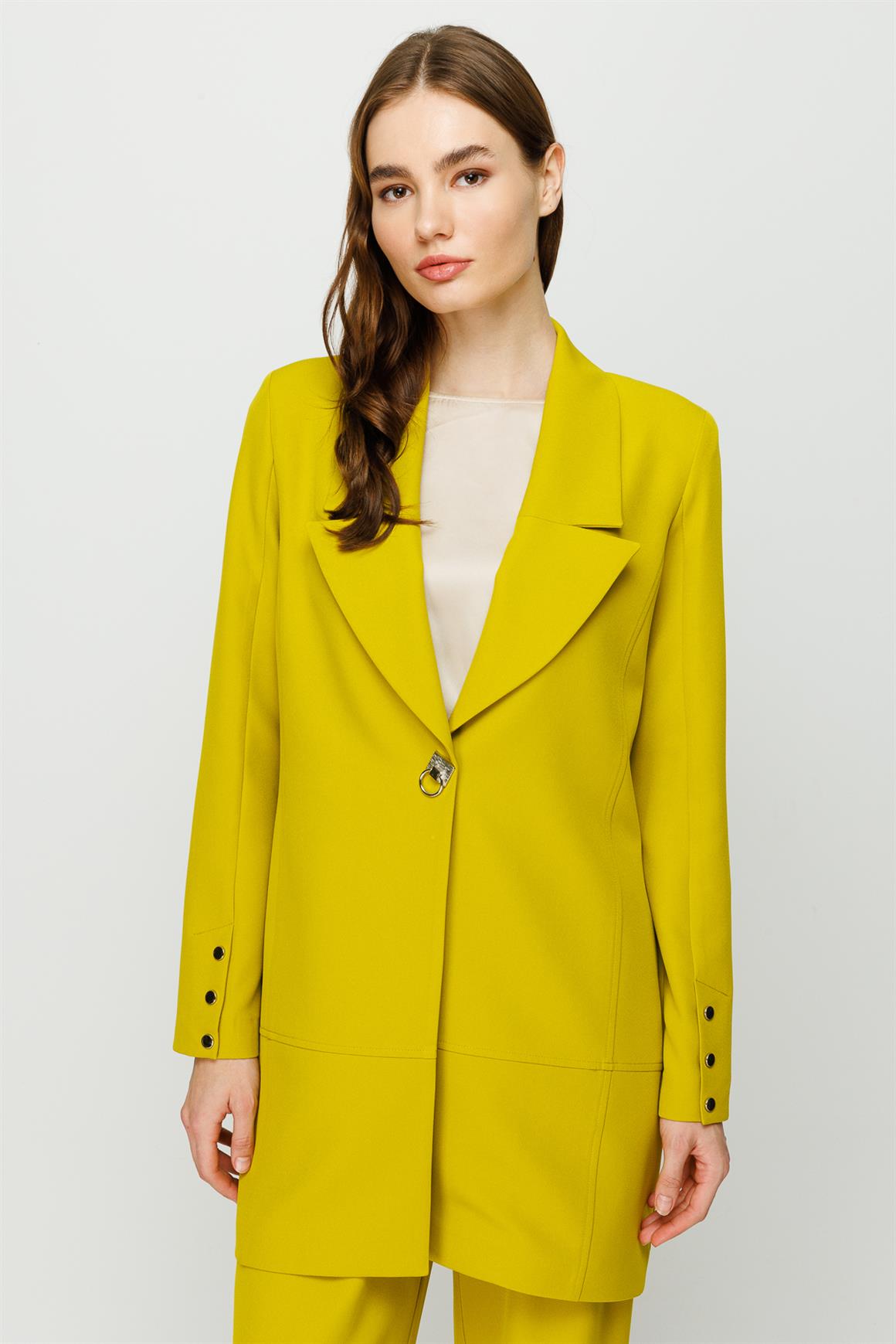 Çıt Çıt Detaylı Oversize Ceket Pantolon Takım  Fıstık Yeşili · 3