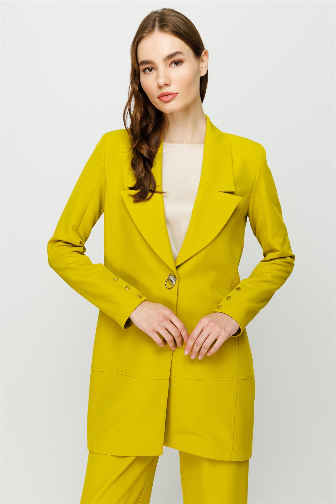 Çıt Çıt Detaylı Oversize Ceket Pantolon Takım  Fıstık Yeşili · 5