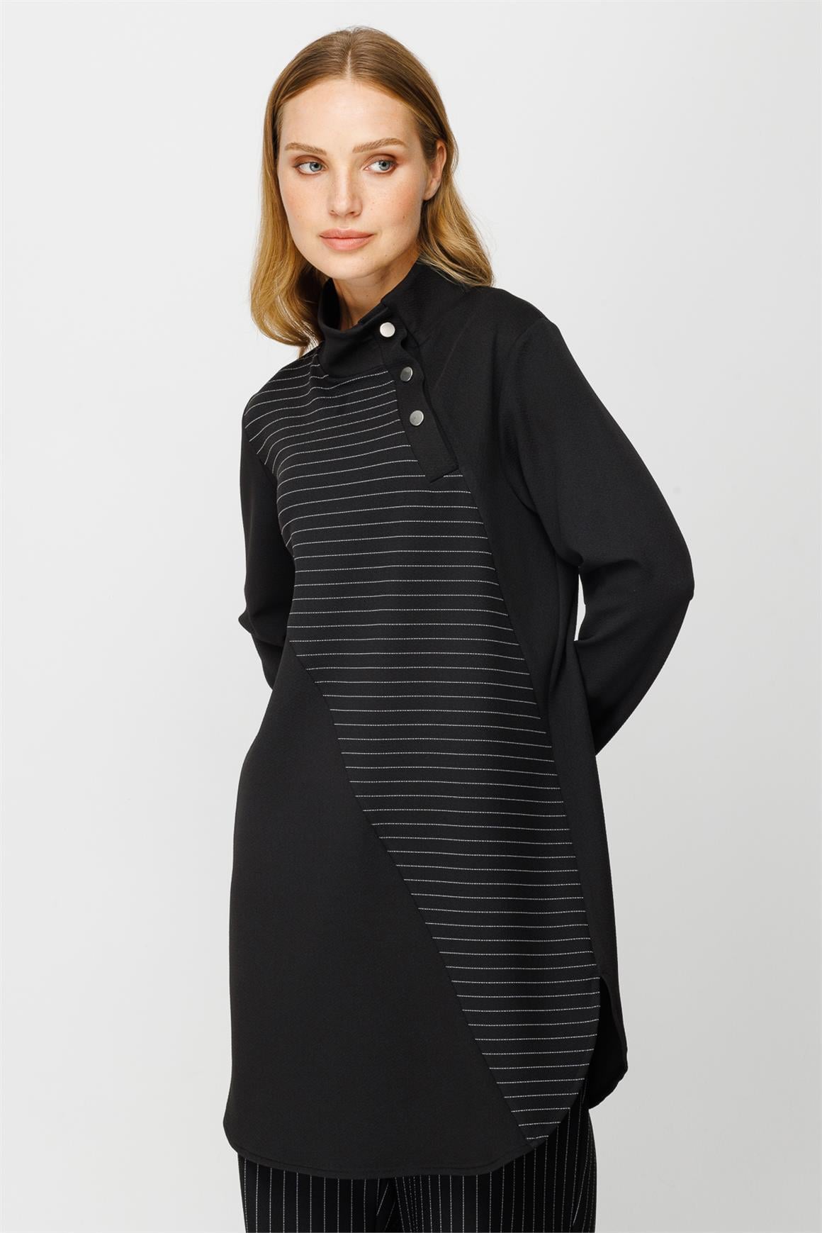 Çizgi Detaylı Tunik Pantolon Takım  Siyah · 3