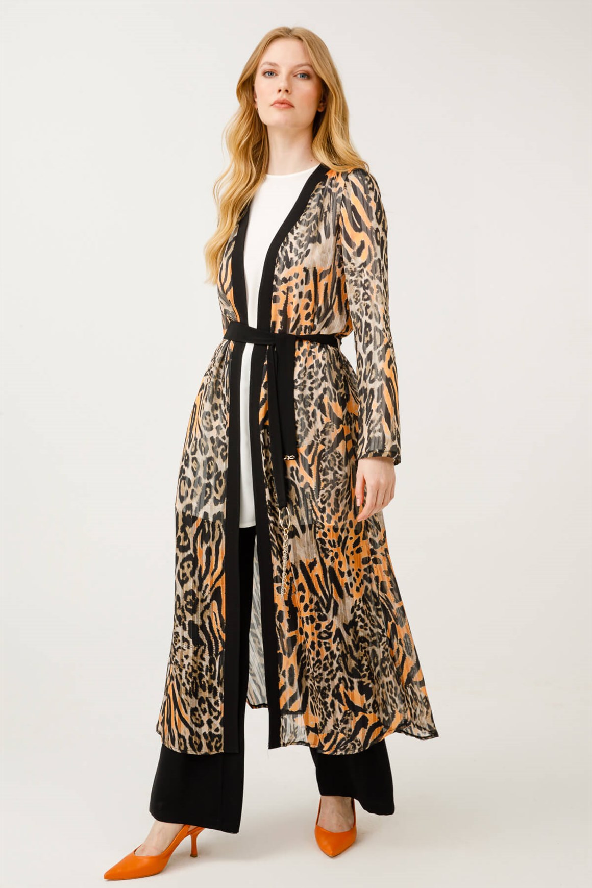 Emprime Kimono İç Bluz Pantolon Takım  Kahve · 4