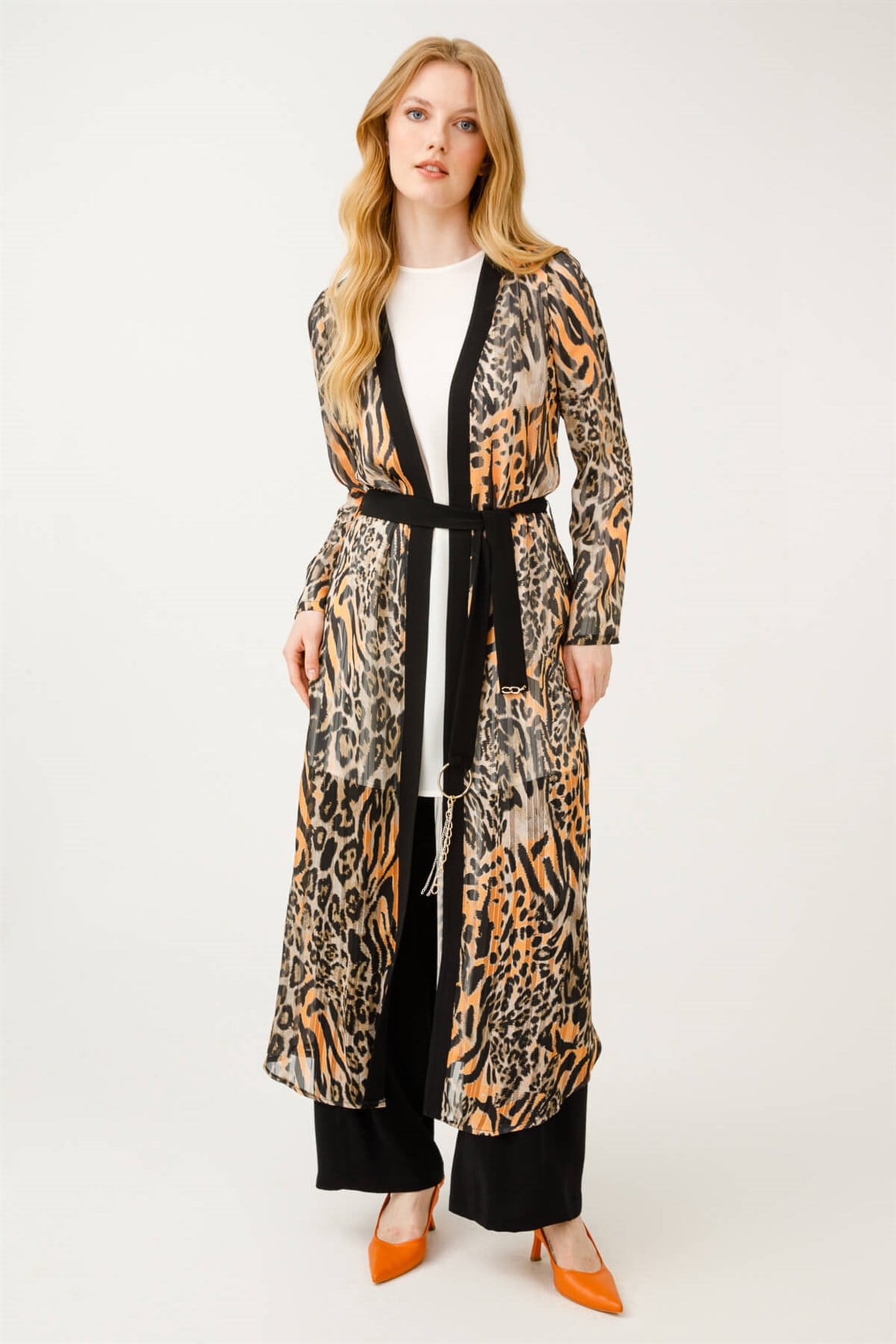 Emprime Kimono İç Bluz Pantolon Takım  Kahve · 2