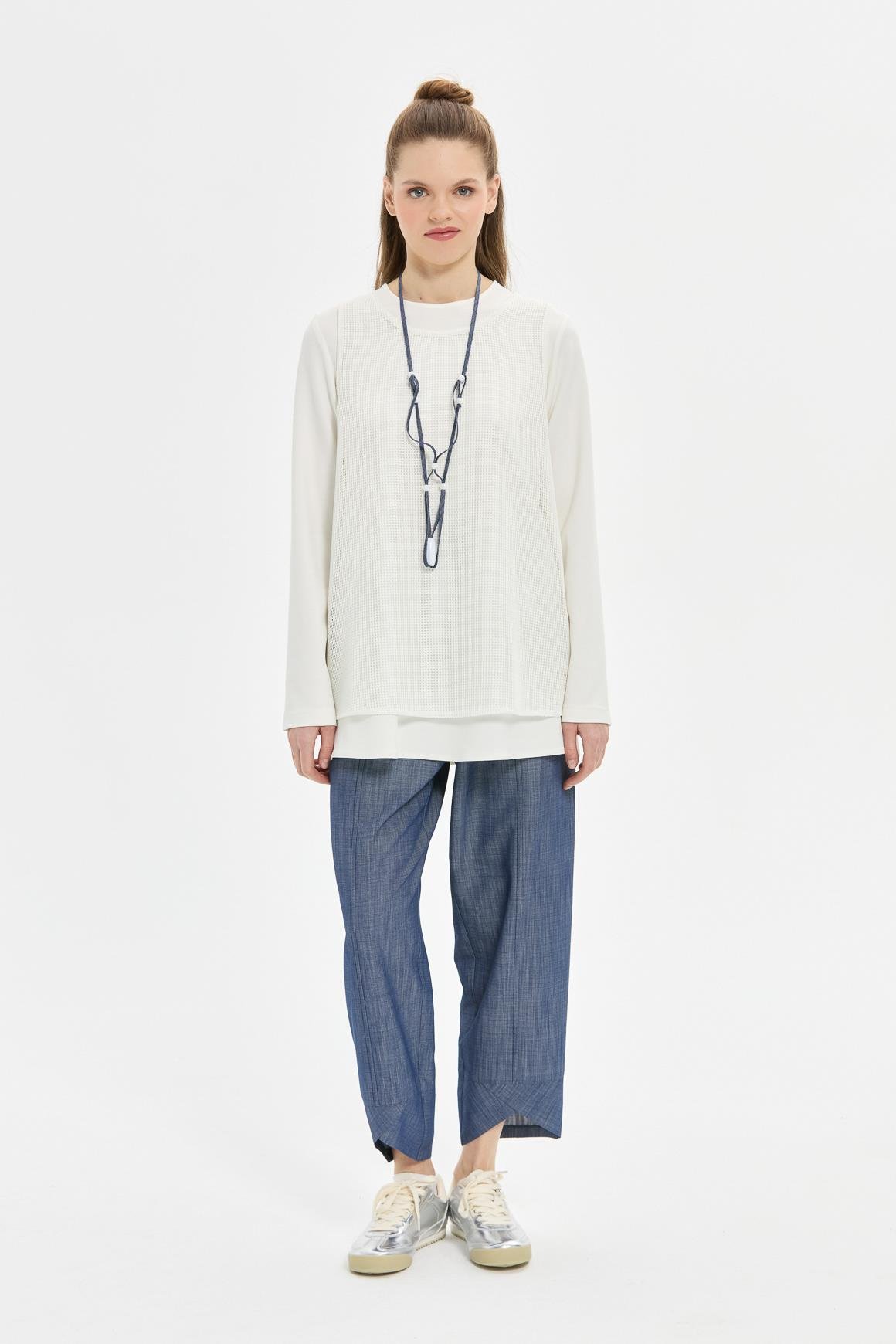 File Süeter Detaylı Üçlü Pantolonlu Takım  Laci