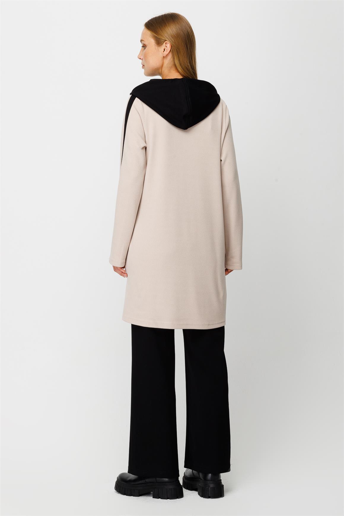 Kapişonlu Renk Detaylı Pantolon Tunik Takım  Taş · 5