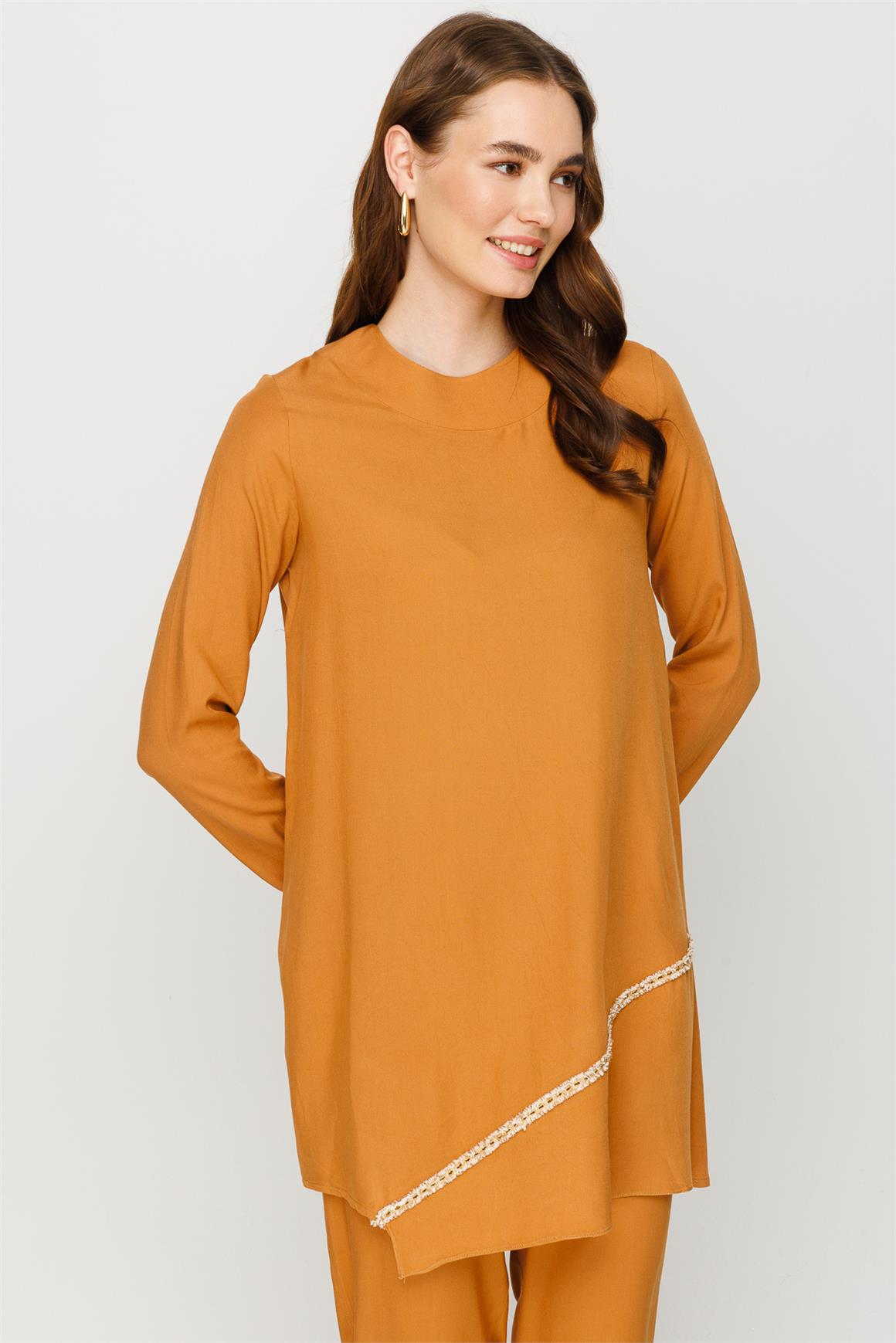Önü Şerit Aksesuar Detaylı Pantolon Tunik Takım  Tarçın · 4