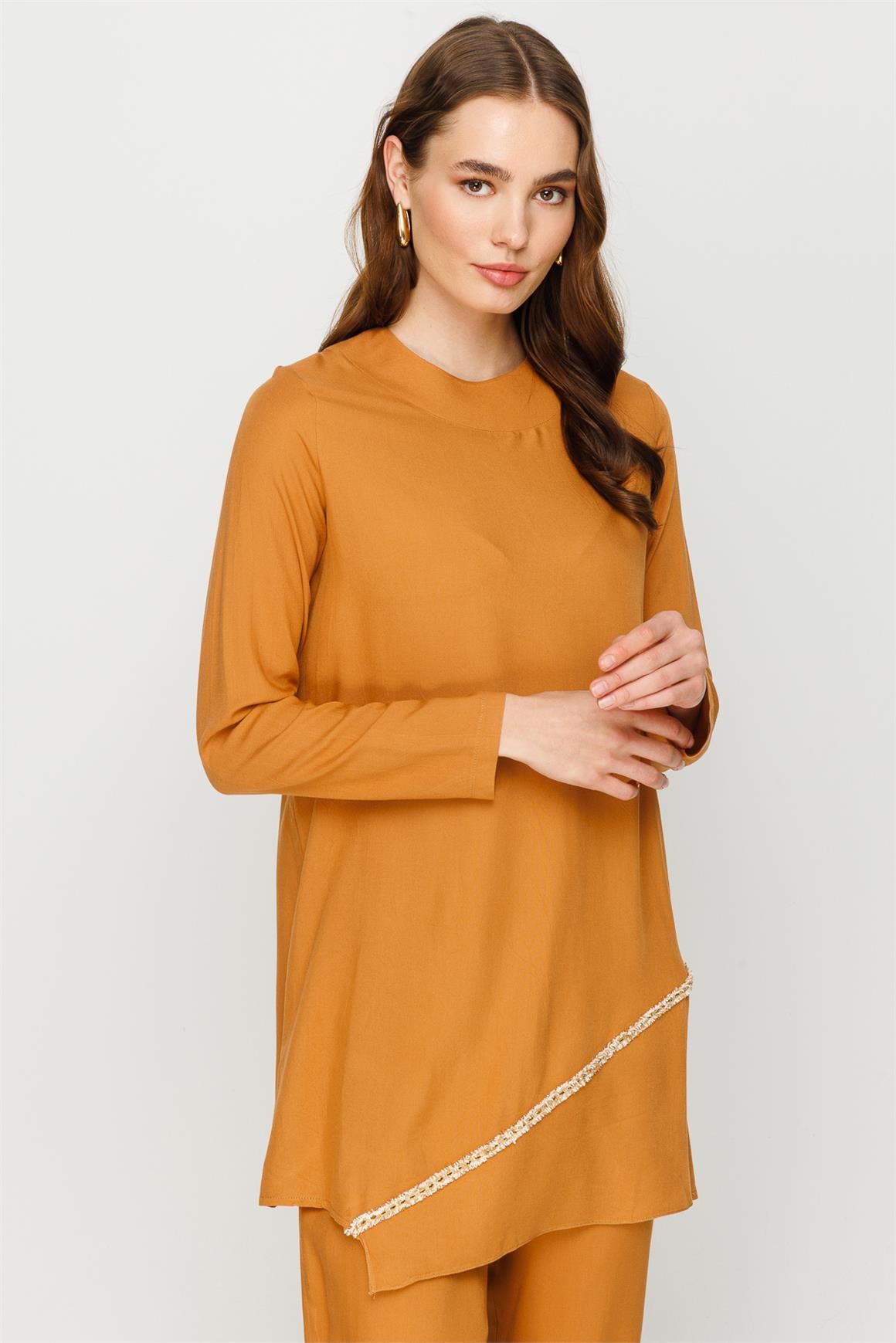 Önü Şerit Aksesuar Detaylı Pantolon Tunik Takım  Tarçın · 5