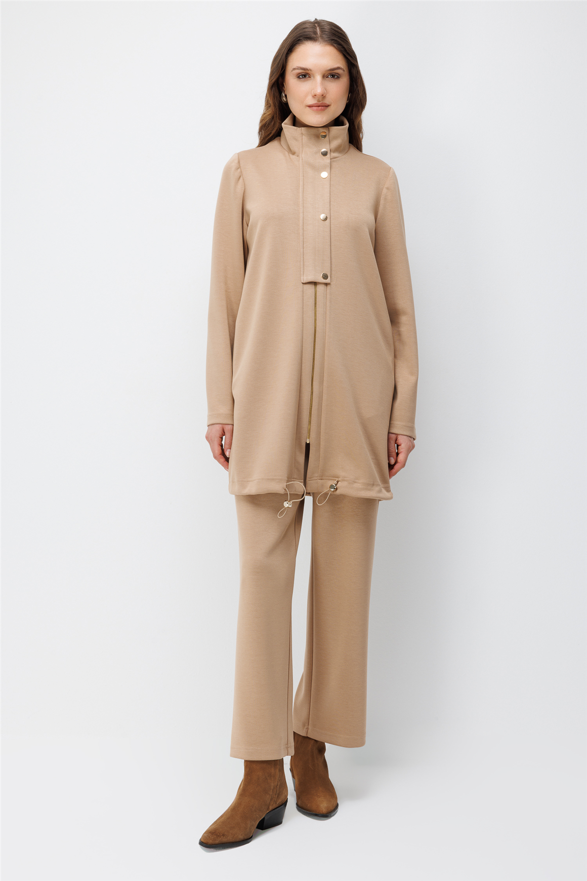 Oysh Kumaş Günlük Pantolonlu Takım  Camel