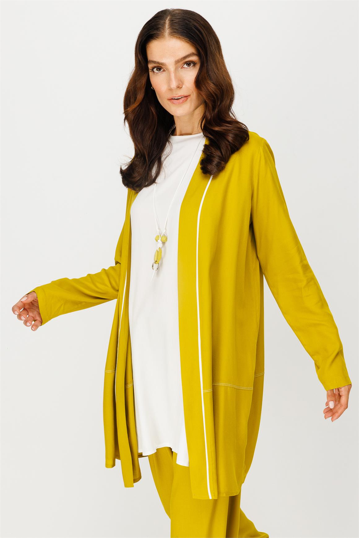 Rahat Kumaş Ceket Pantolon Tunik Koleyeli Takım  Fıstık Yeşili · 6