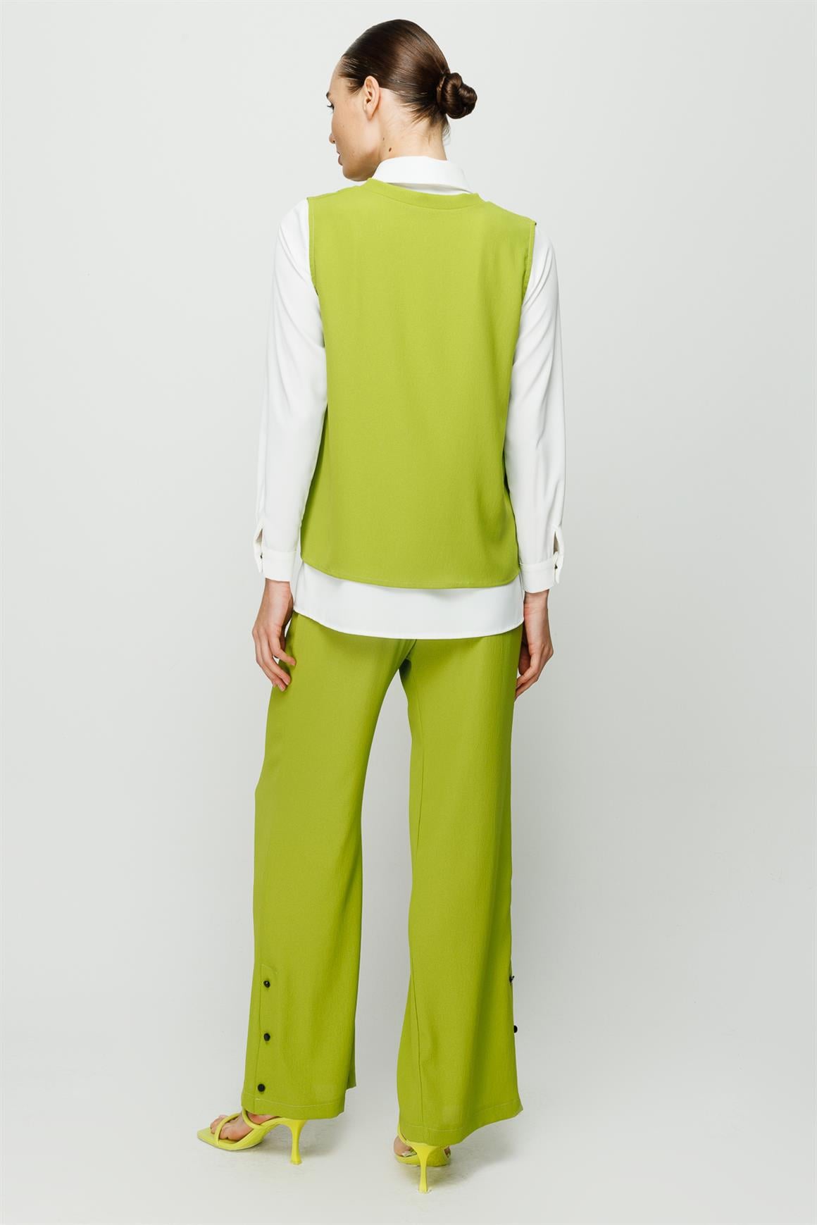 Ribana Detaylı Bluz Tunik Pantolon Takım  Yeşil · 5