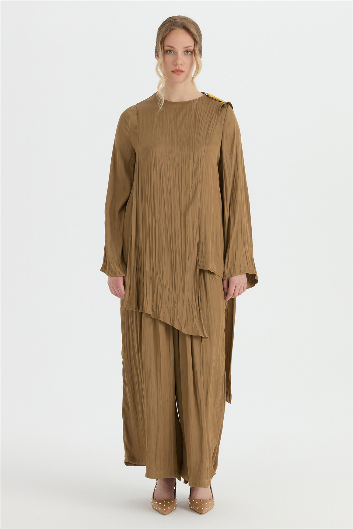 Sera Pantolonlu Takım  Camel