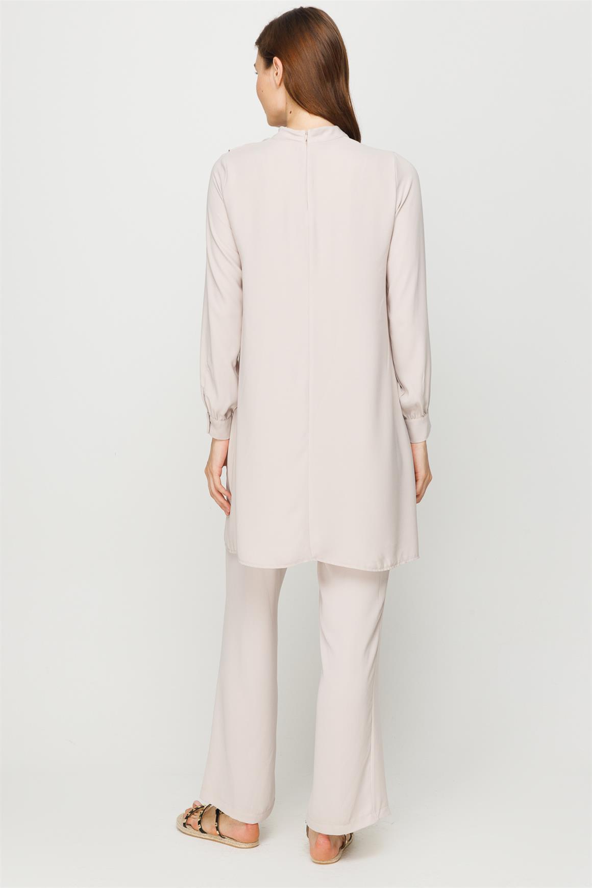 Volan Detaylı Pantolon Tunik Takım  Taş · 5