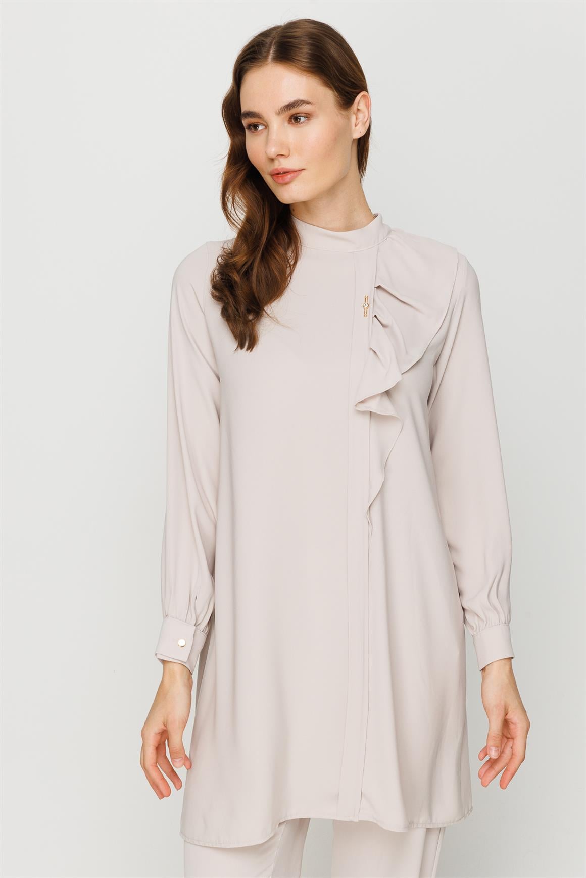 Volan Detaylı Pantolon Tunik Takım  Taş · 3