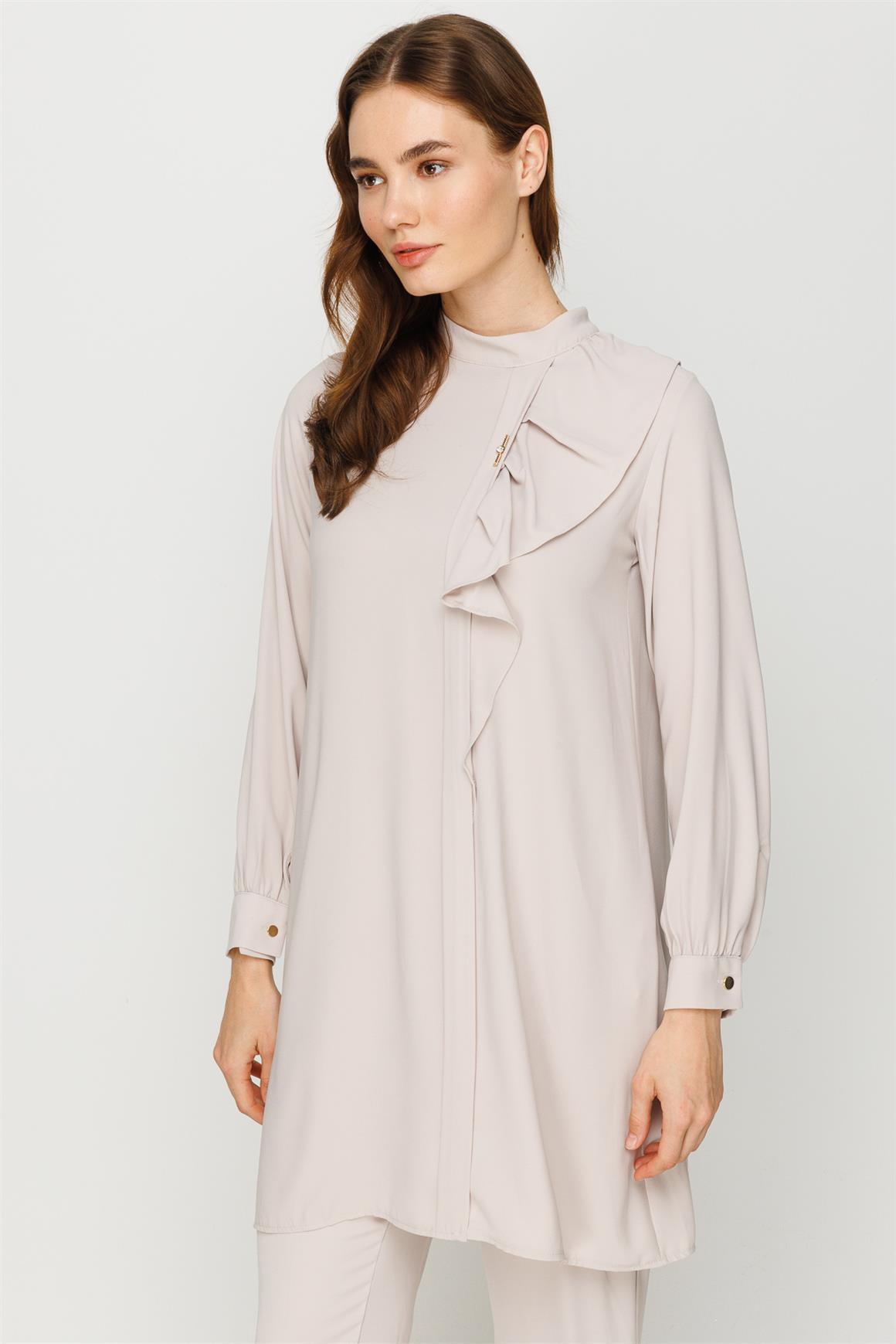 Volan Detaylı Pantolon Tunik Takım  Taş · 4
