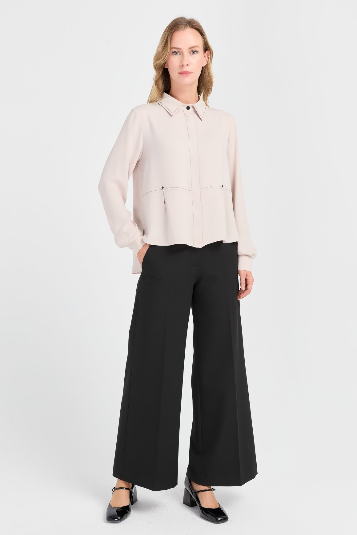 Palazzo Cut Trousers - Black