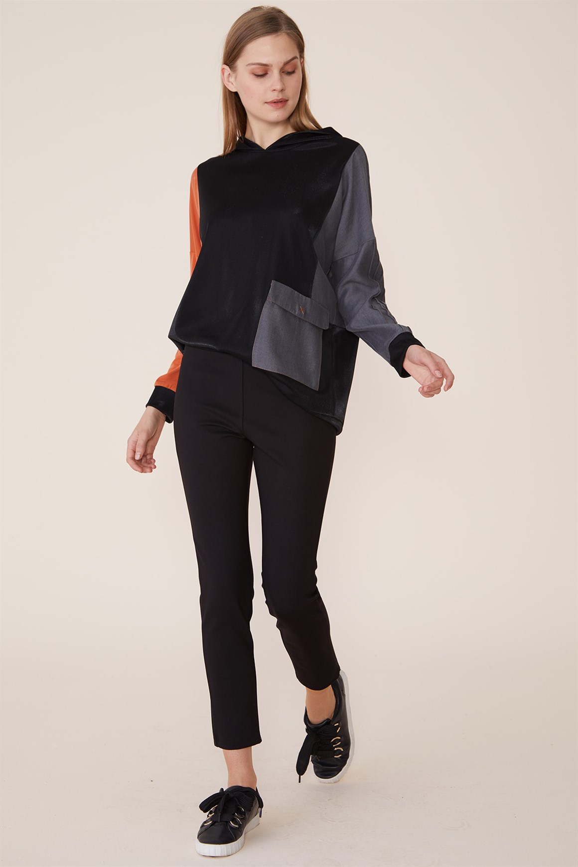 Siyah - Beli Lastikli Pantolon