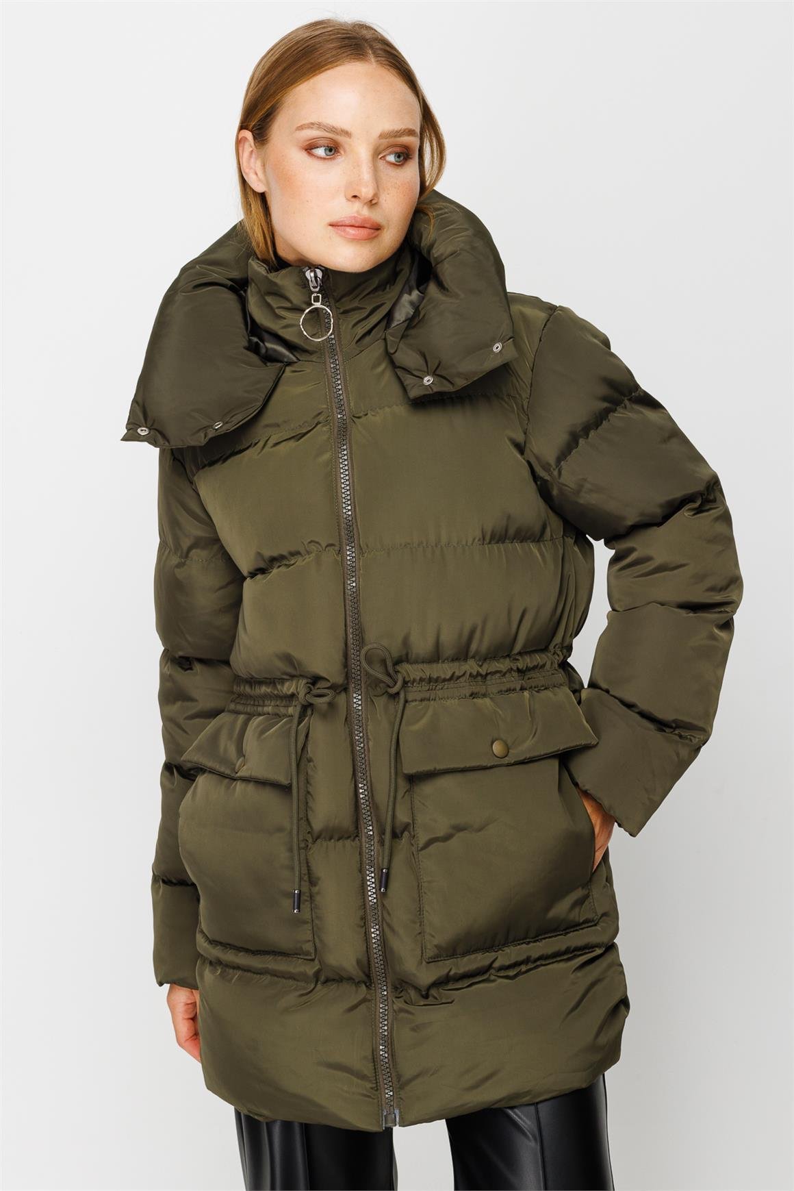 Kısa Şişme Mont  Haki