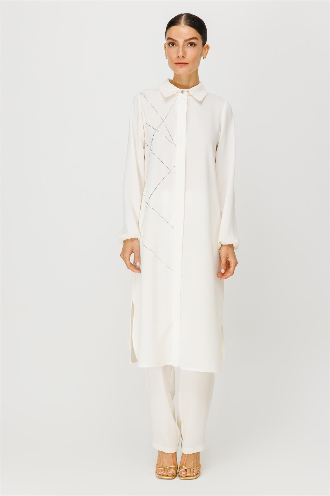 Pantolonlu Takım  Beyaz