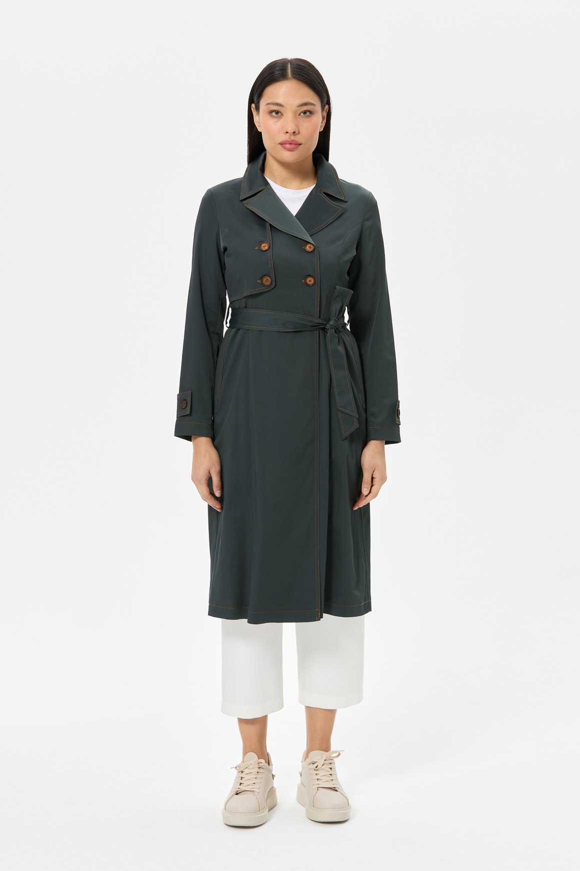 Dikiş Detaylı Trenc  Zümrüt