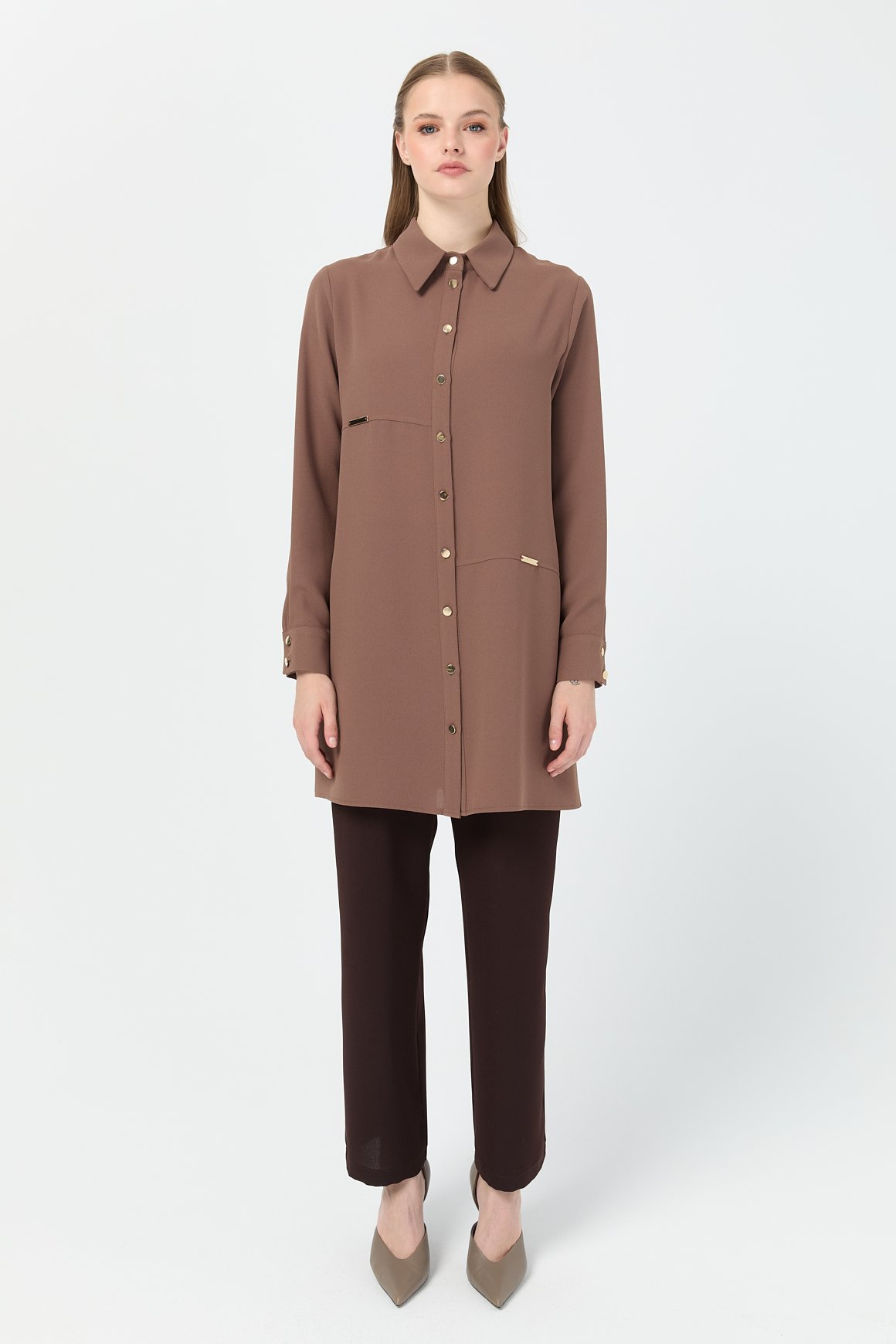 Aksesuar Detaylı Tunik  Taba