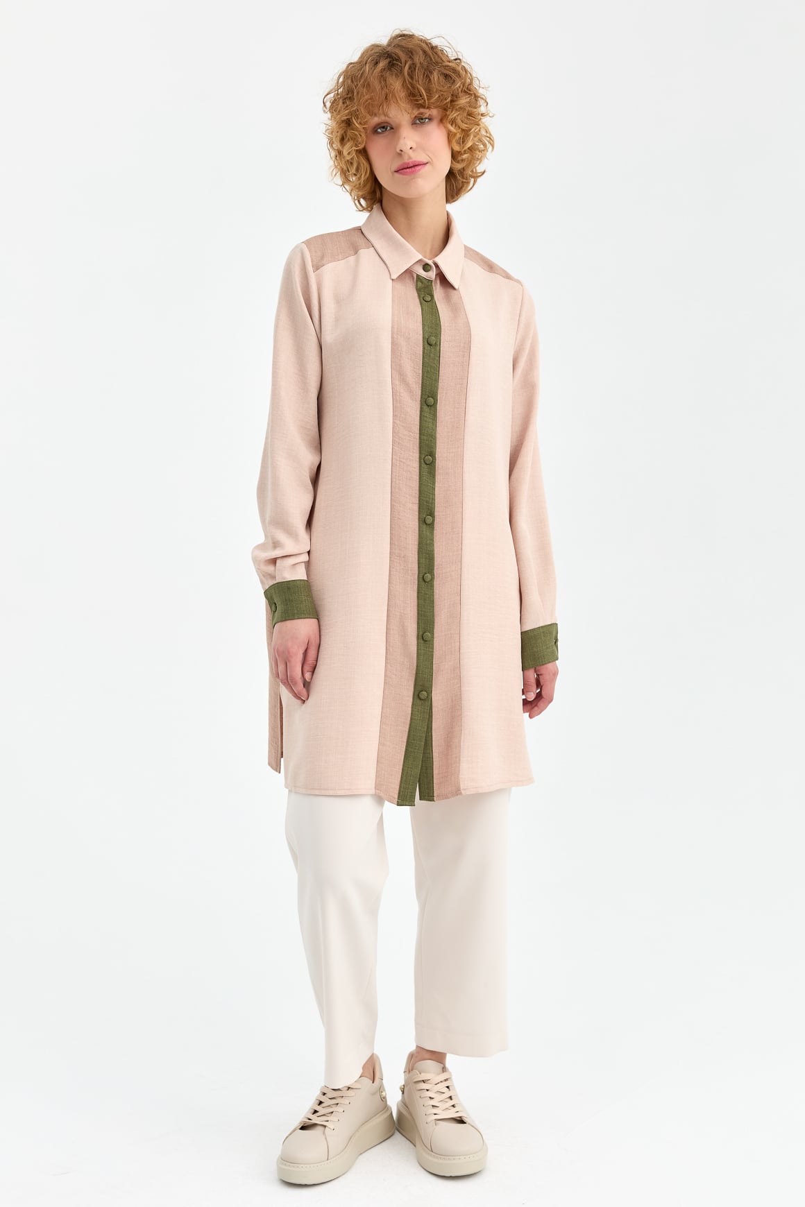 Color Block Detailed Tunic - Khaki