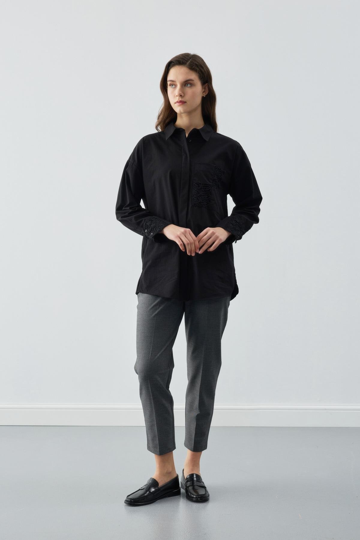 Cebi Dantelli Tunik  Siyah
