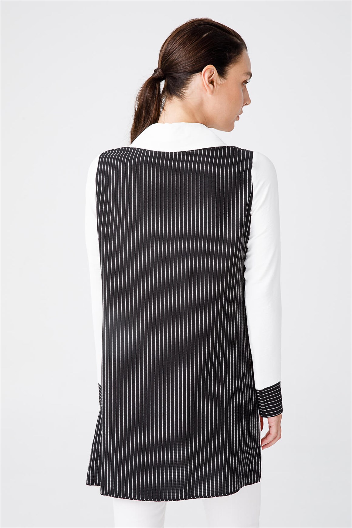 Çizgi Desen Garnili Spor Tunik  Siyah · 5