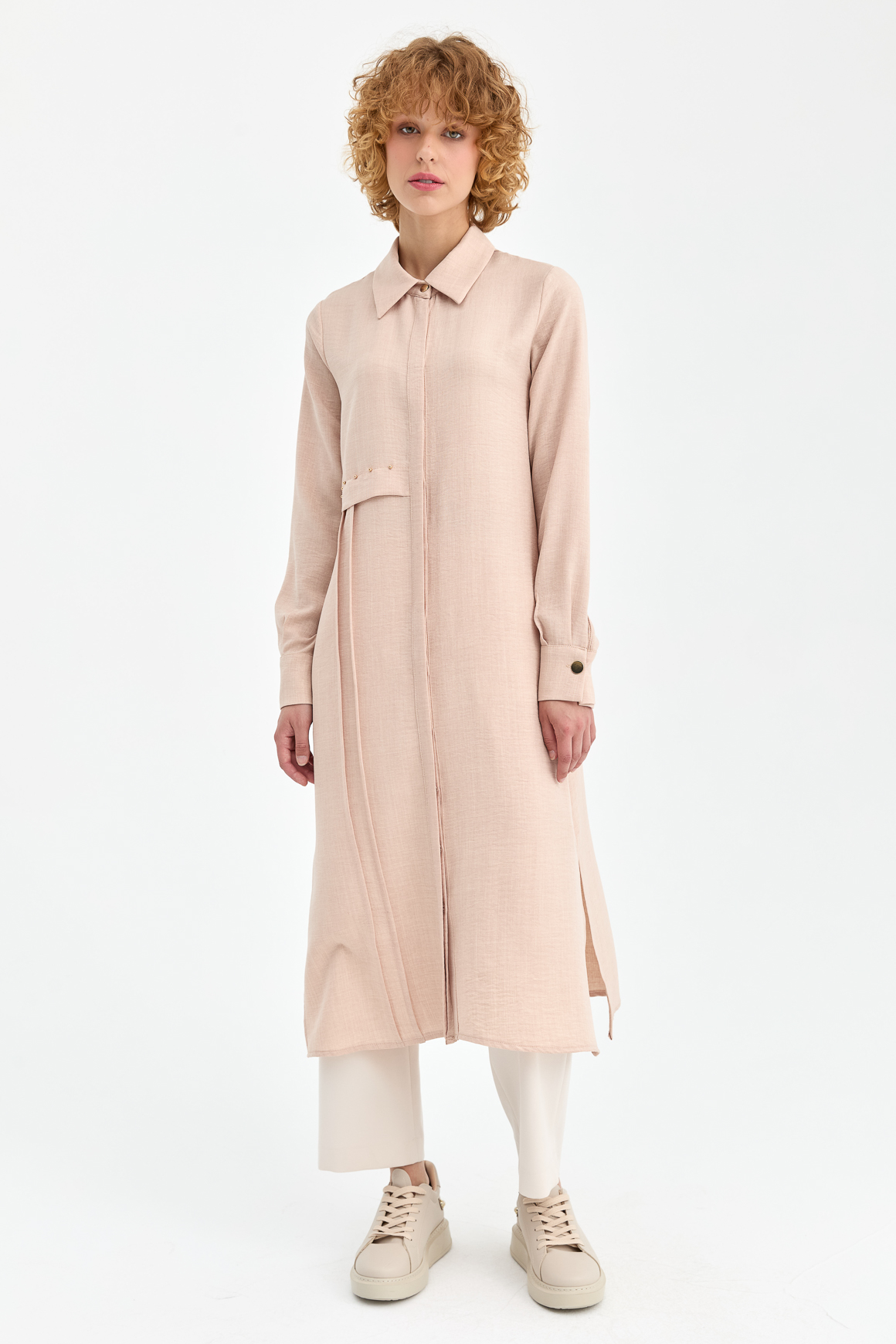 Eco Kumaş Rahat Kullanımlı Uzun Kurtarıcı Tunik  Bej