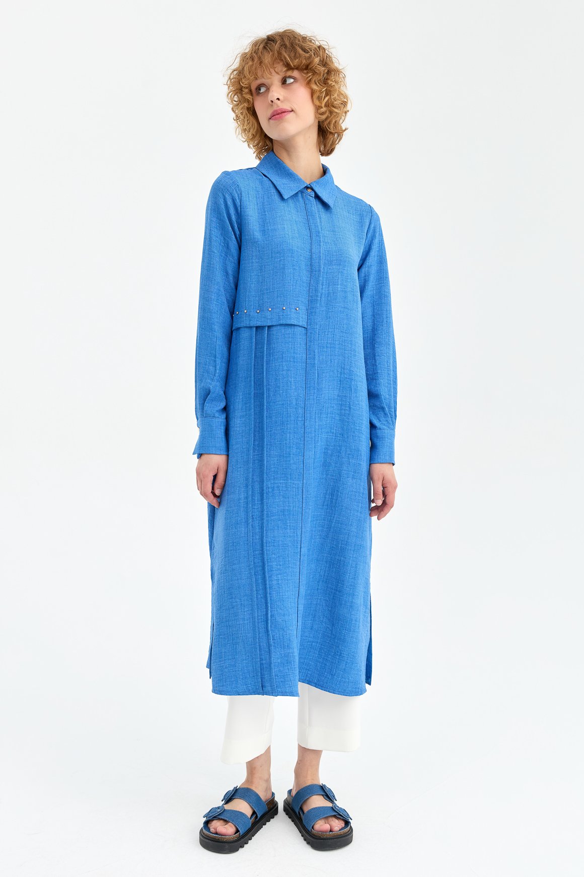 Eco Kumaş Rahat Kullanımlı Uzun Kurtarıcı Tunik  İndigo