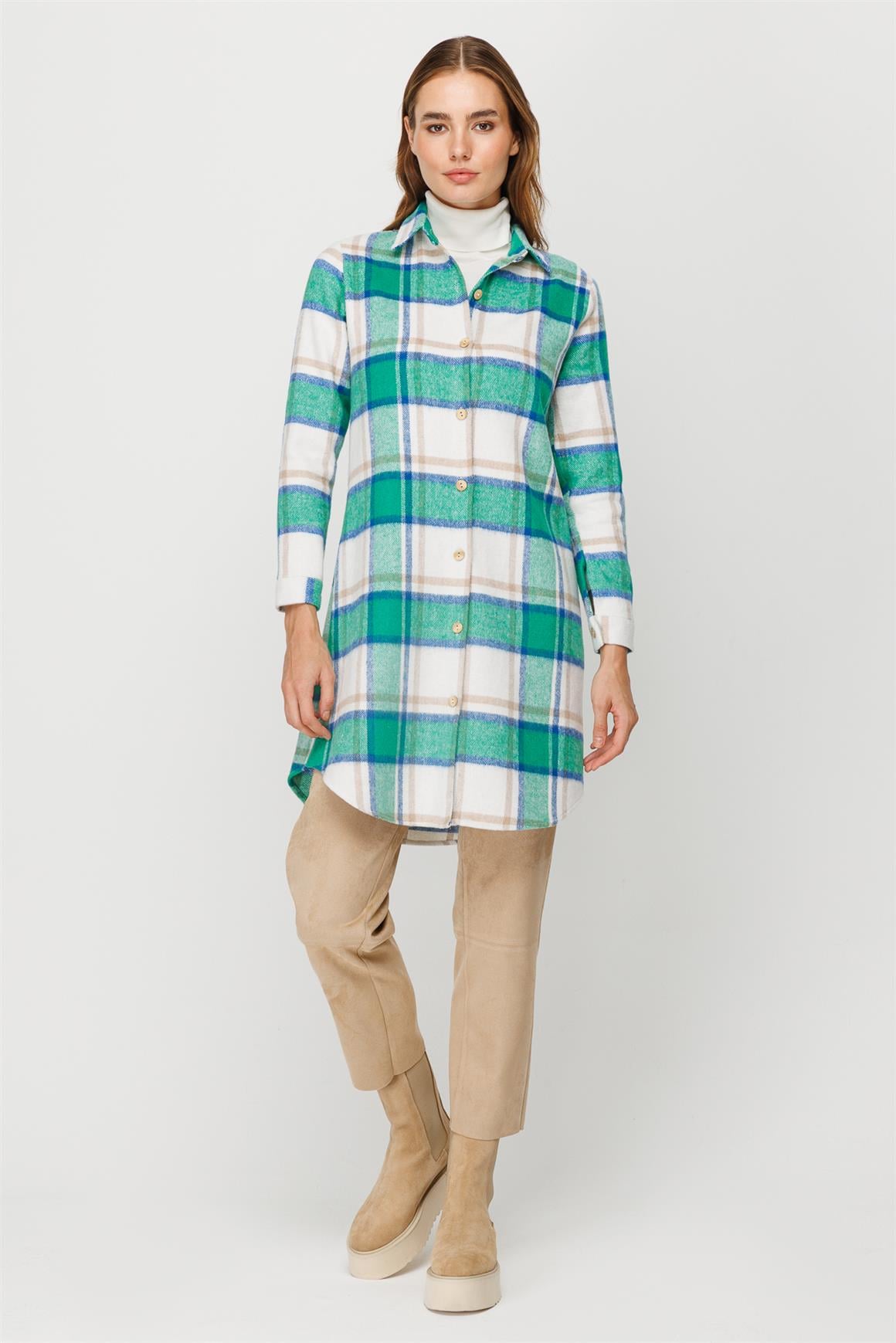 Ekose Desenli Oduncu Tunik  Yeşil