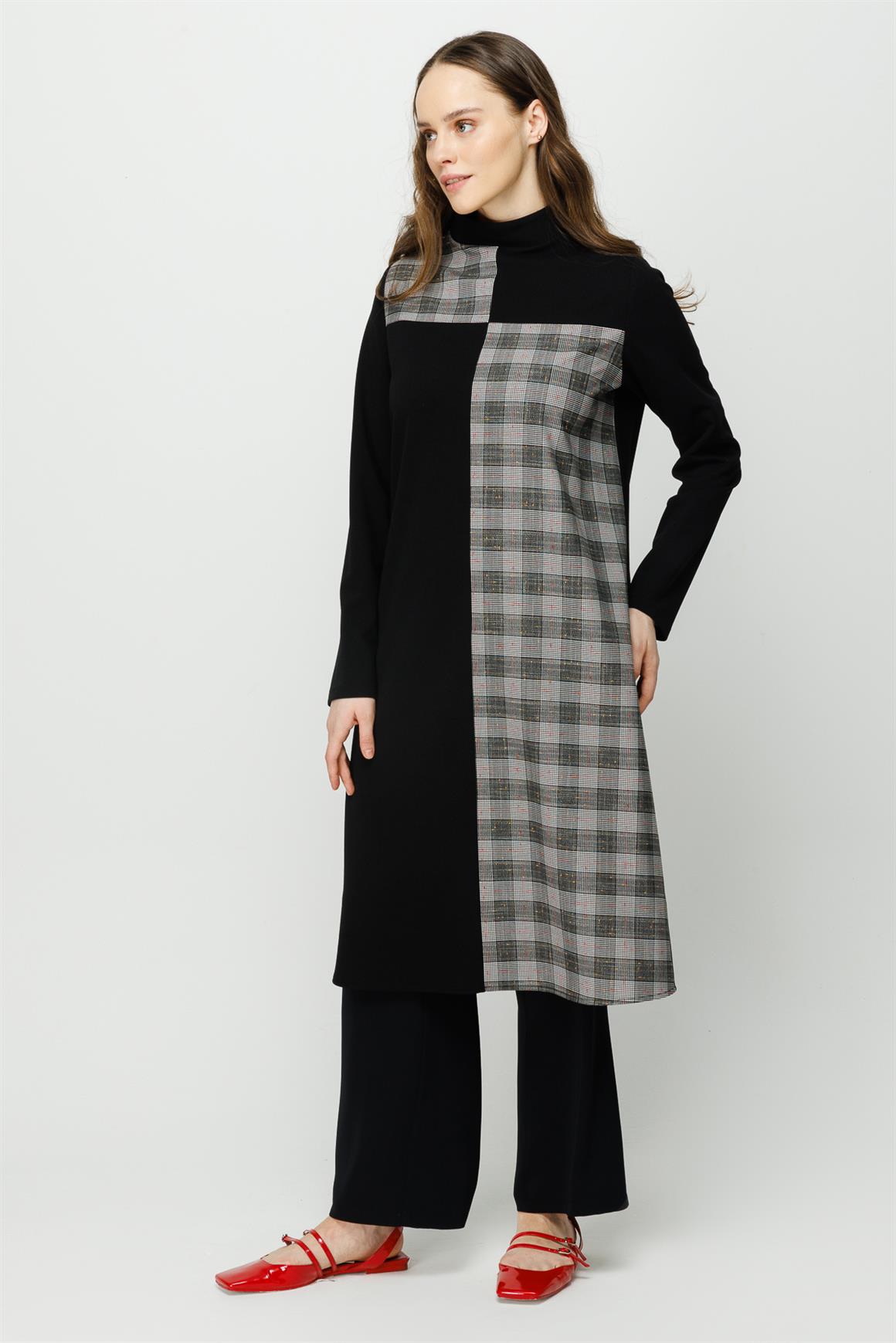 Ekose Kumaş Garnili Tunik  Siyah · 4