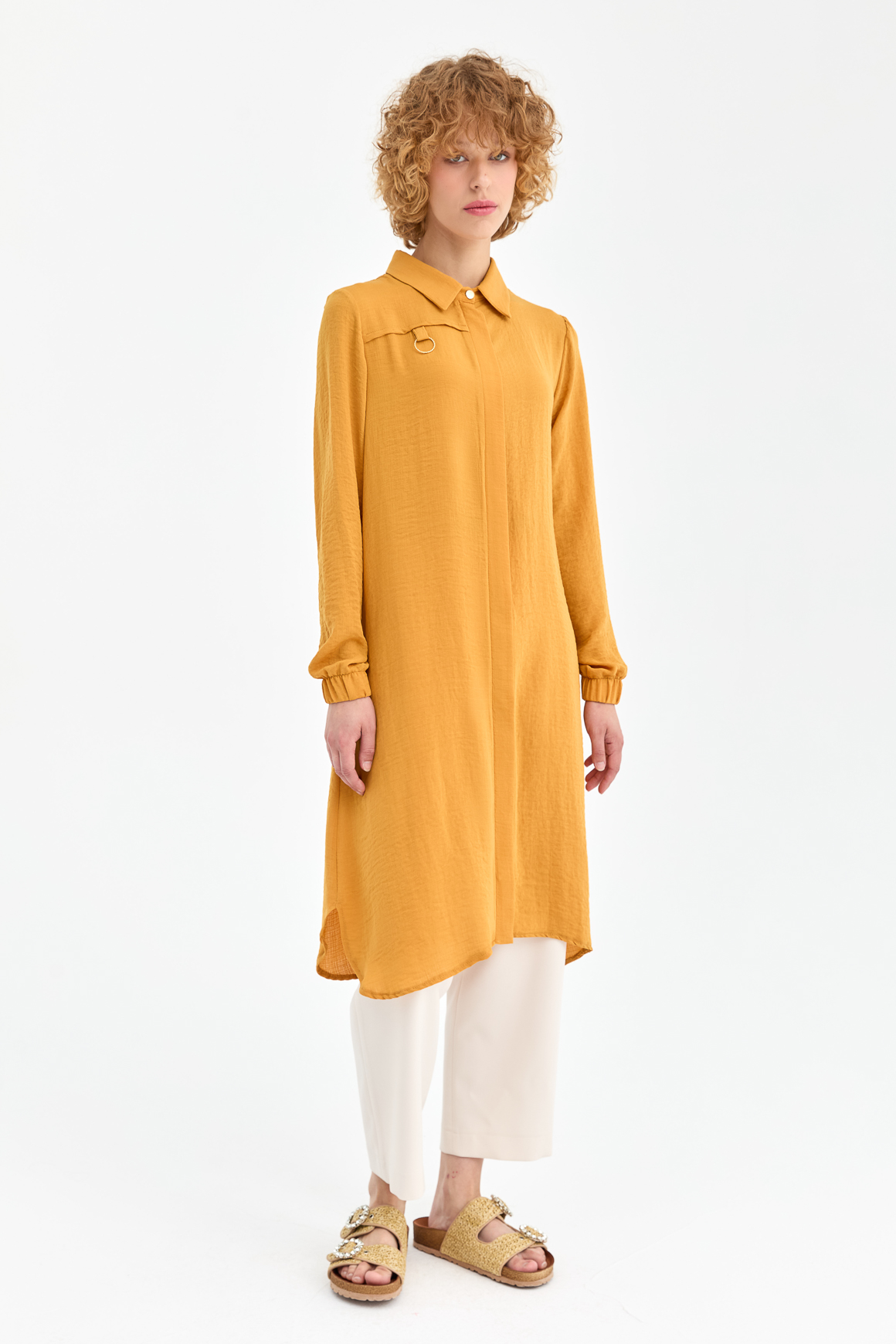 Long Savior Tunic with Ring Accessory Eco Fabric - Mustard