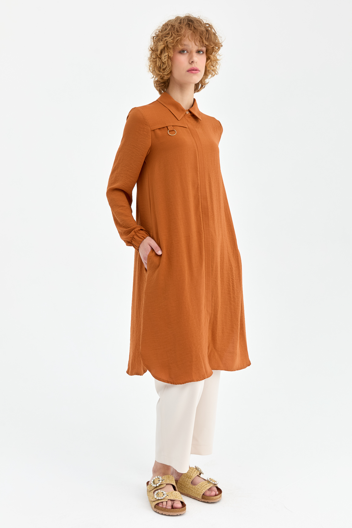 Long Savior Tunic with Ring Accessory Eco Fabric - Tile