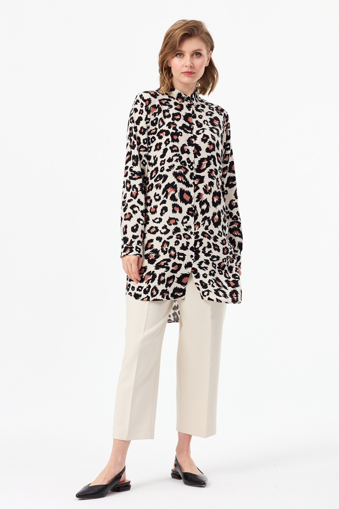 Leopar Desenli Tunik  Siyah