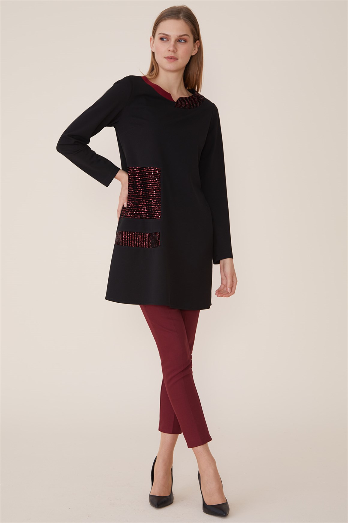 Mürdüm - Pul Kombinli Tunik