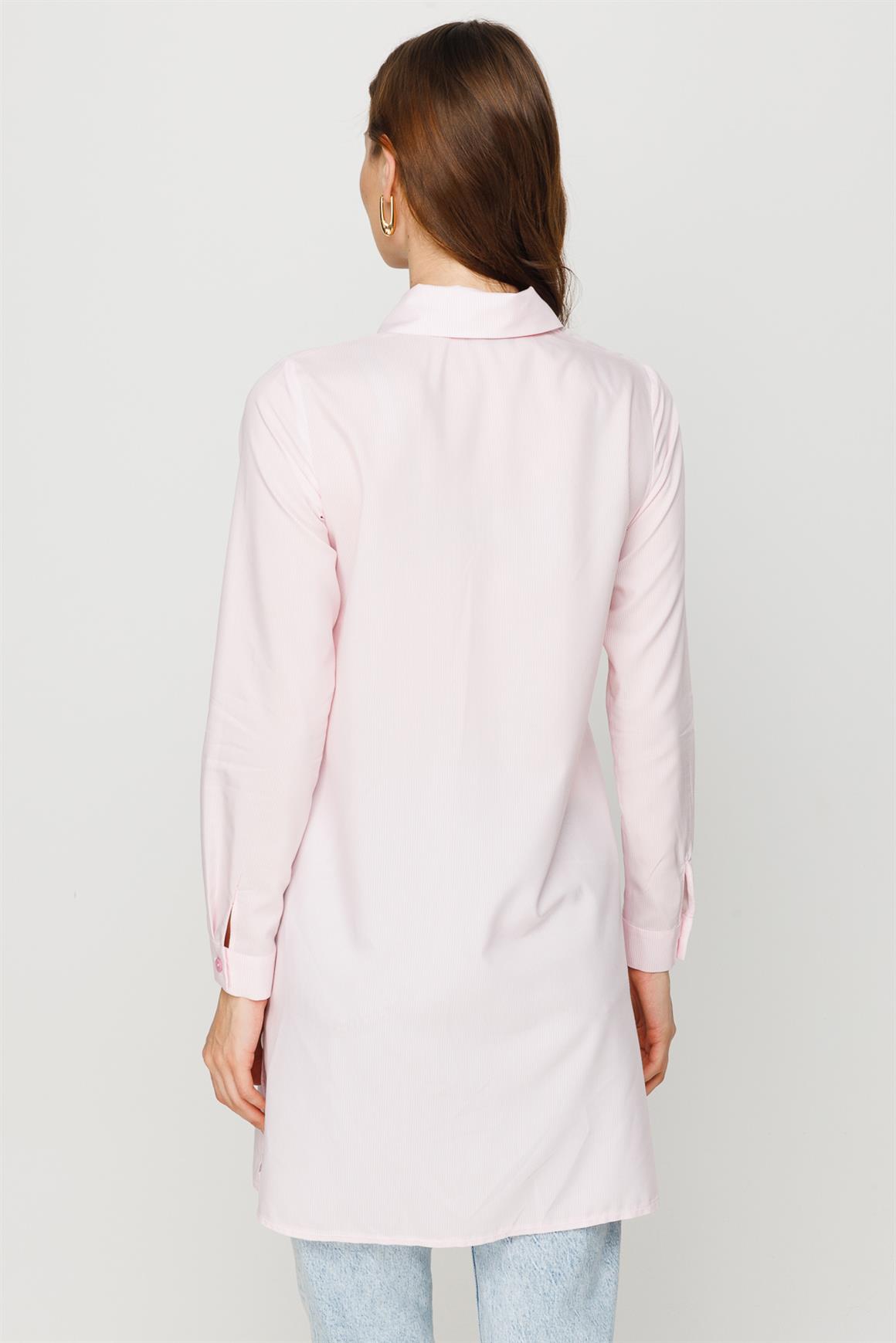 Payet Detaylı Çizgili Tunik  Pembe · 6