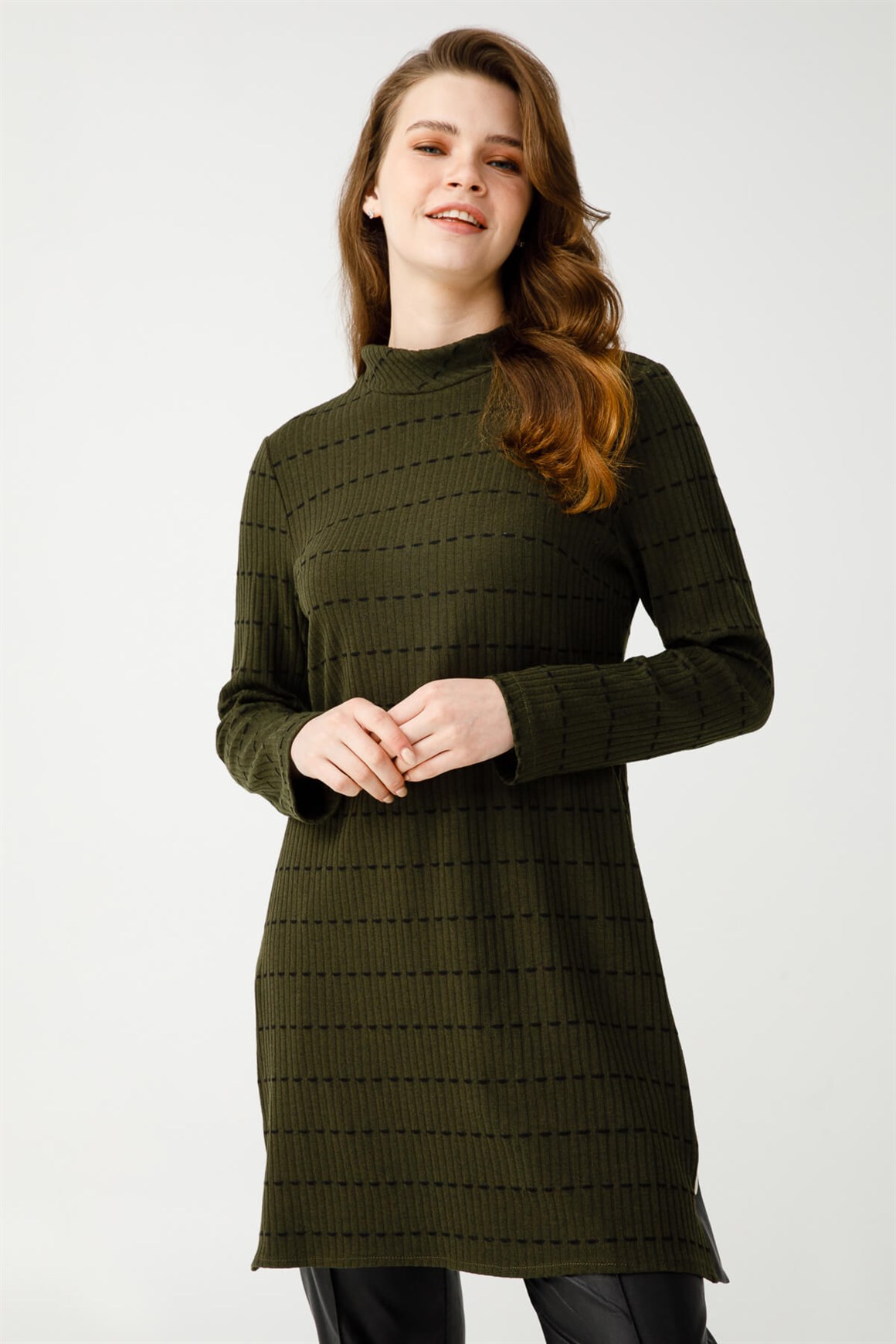 Puntolu Desenli Tunik  Haki