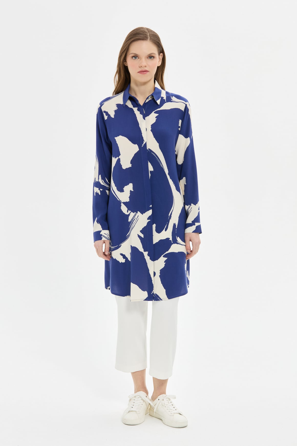 Abstract Patterned Tunic - Navy