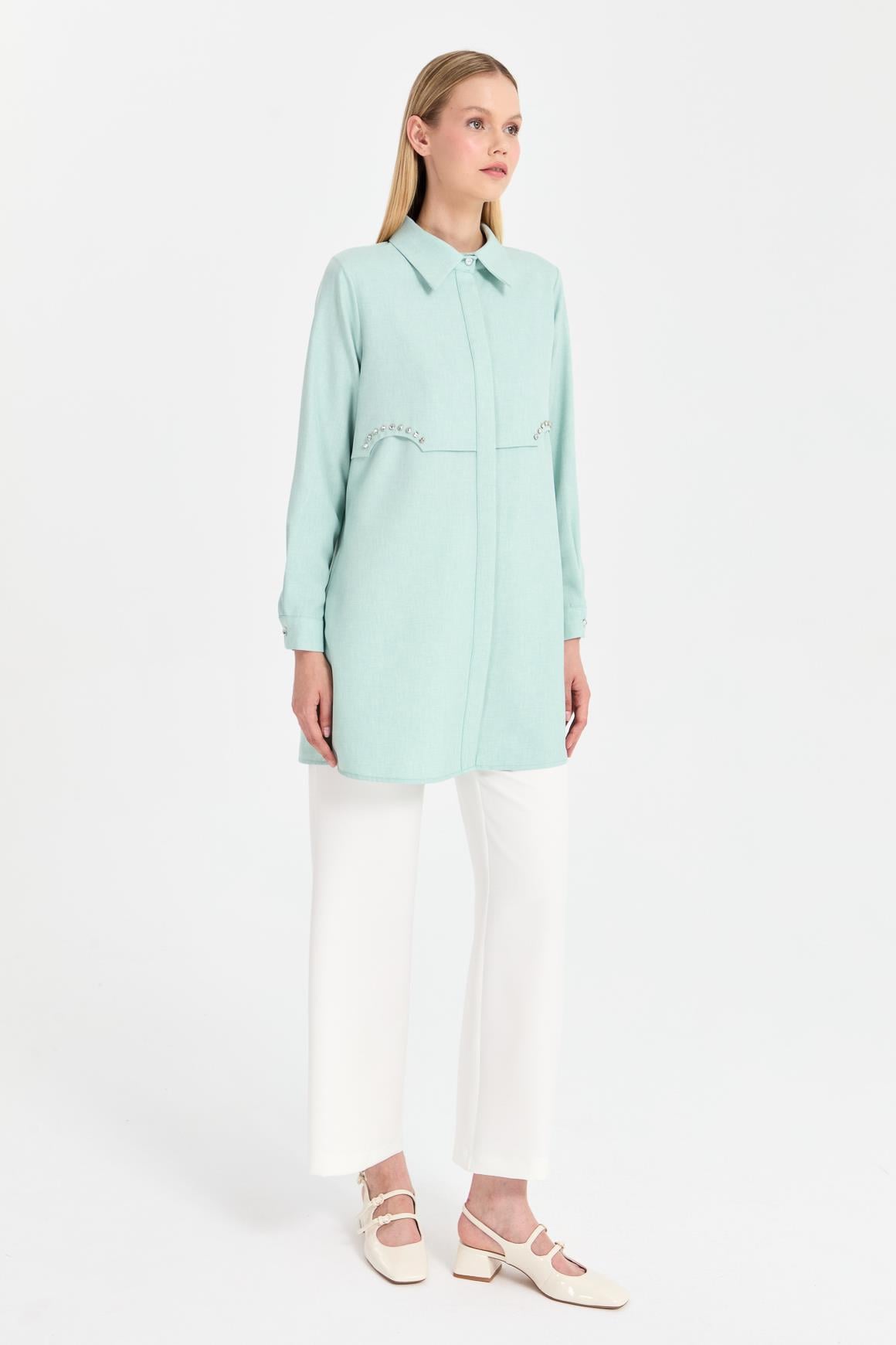 Taş Detaylı Allerli Tunik  Mint · 4