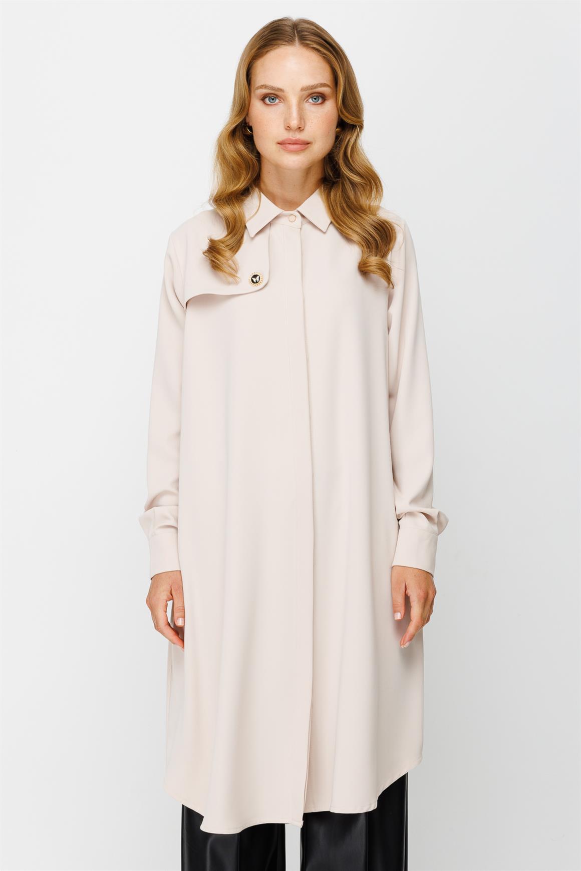 Aller Detaylı Dökümlü Kumaş Tunik  Taş · 3