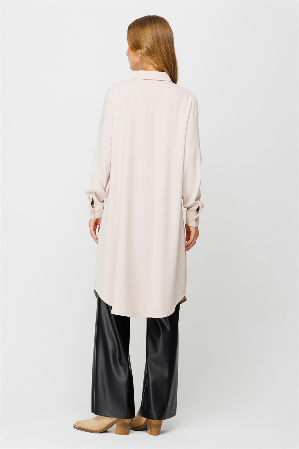 Aller Detaylı Dökümlü Kumaş Tunik  Taş · 5