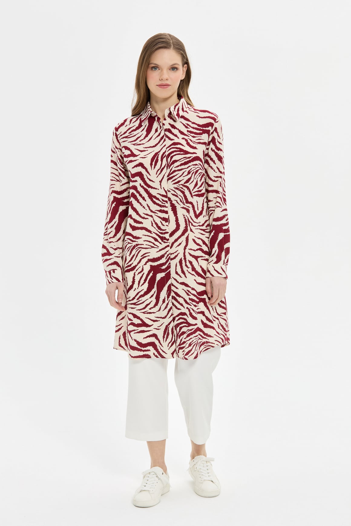 Zebra Desenli Tunik  Bordo