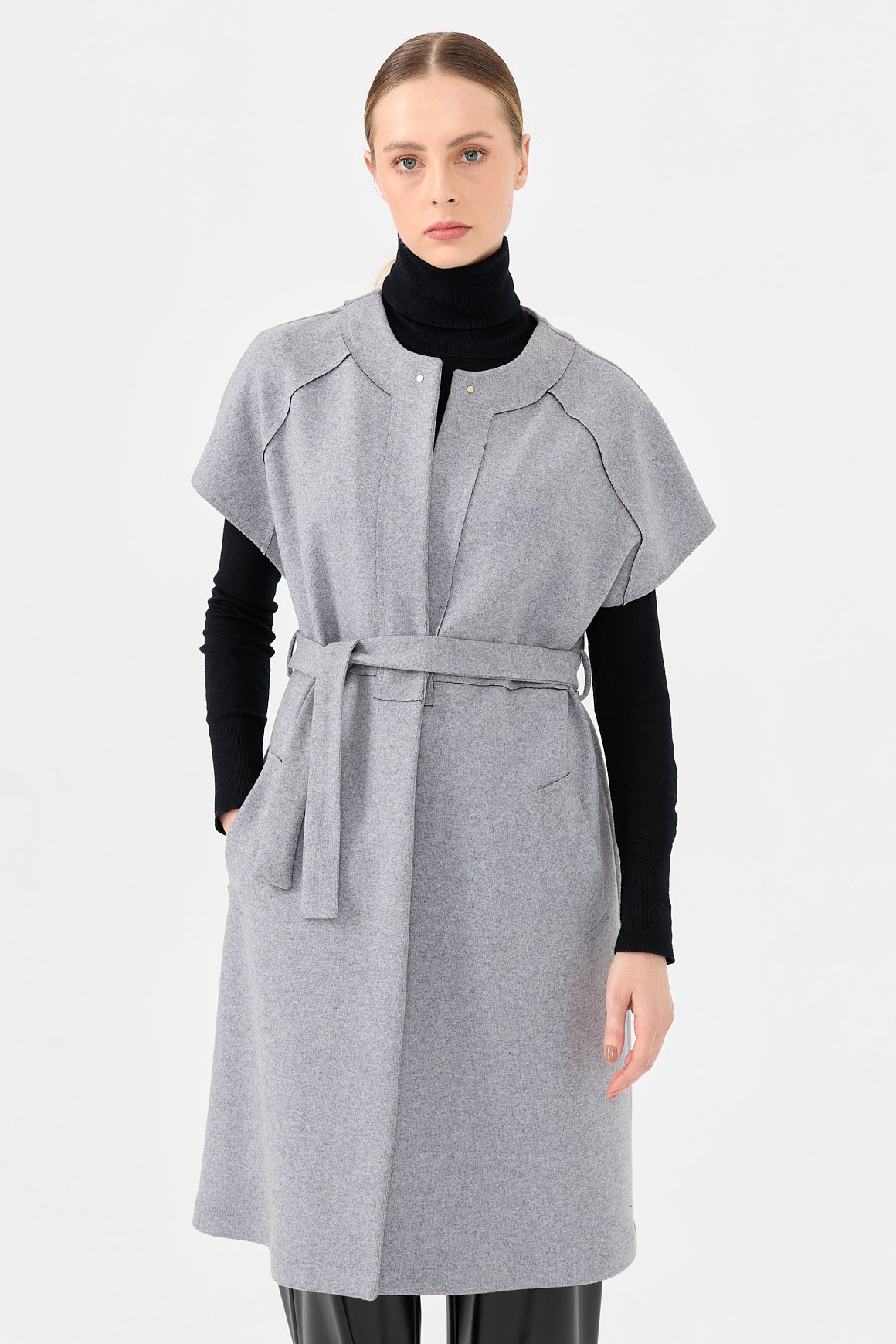 Wool Blend Felt Vest - Grey