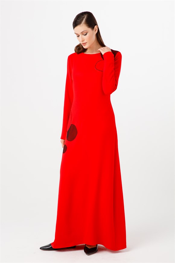 Kırmızı Fileli - Crashlı Elbise
