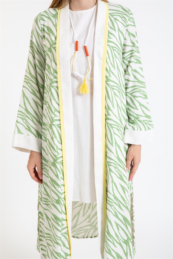 Kimonosu Desenli İç Dış Takım  Sarı