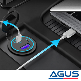 12v Araç & Karavan LEDli USB - Type C Soket | Hızlı Şarj