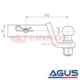 Amerikan Tip Kare Adaptör Çeki Demiri Topuzu 50 mm Kısa