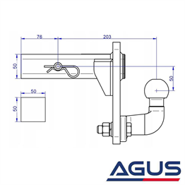 Amerikan Tip Kare Adaptör Flanşlı Çeki Demiri Topuzu 50 mm Düz