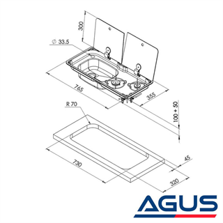 Can Kombinasyonlu Ayrık Cam Kapaklı Çift Gözlü Ocak&Eviye